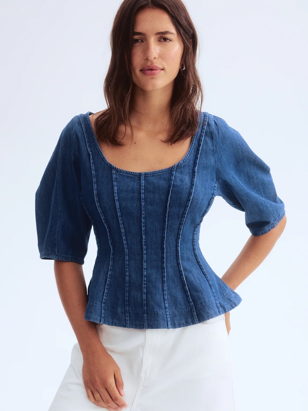 H&M Denim Peplum Blouse